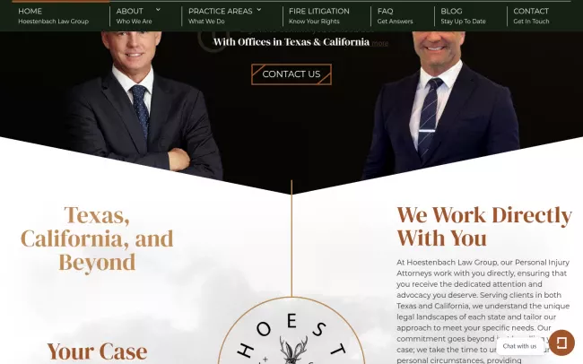 Screenshot of the Hoestenbach Law Group Website