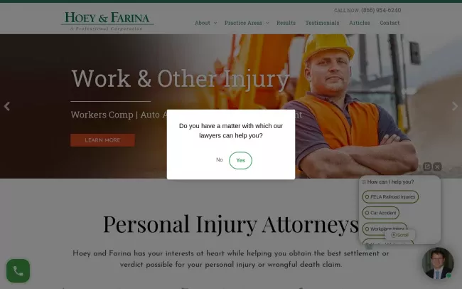 Screenshot of the Hoey & Farina Website