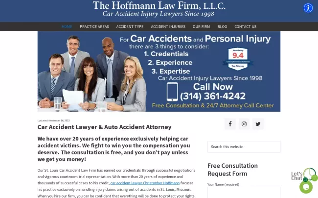 Screenshot of the The Hoffmann Law Firm, L.L.C. Website