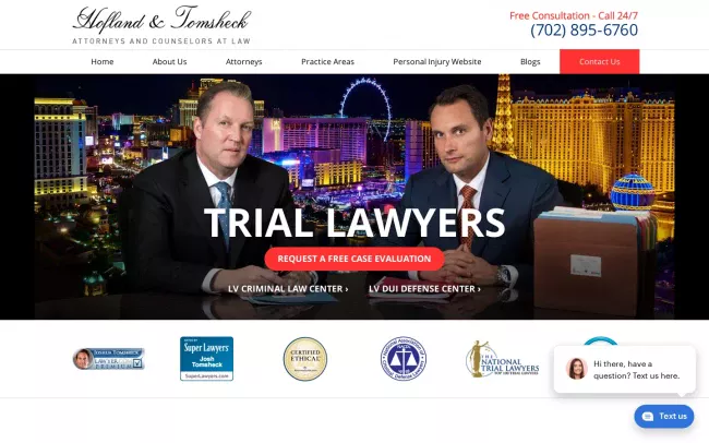 Screenshot of the Hofland & Tomsheck Website