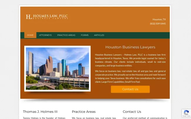 Screenshot of the Holmes Law, PLLC Website