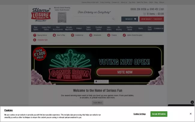 Screenshot of the Home Leisure Direct Website