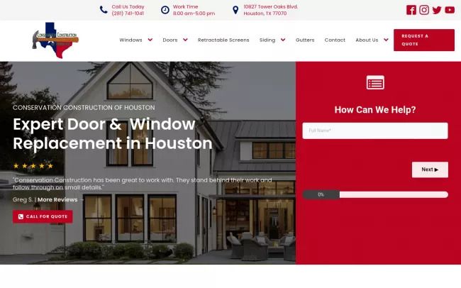 Screenshot of the Conservation Construction of Houston Website