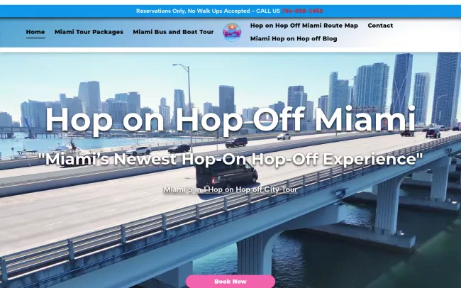 Screenshot of the Hop on Hop Off Miami Tours Website