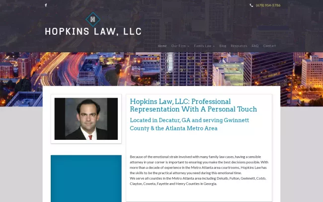 Screenshot of the Hopkins Law, LLC Website