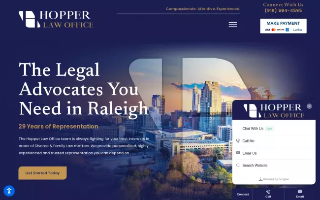 Screenshot of the Hopper Law Office Website
