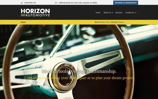 Screenshot of the Horizon Automotive Website