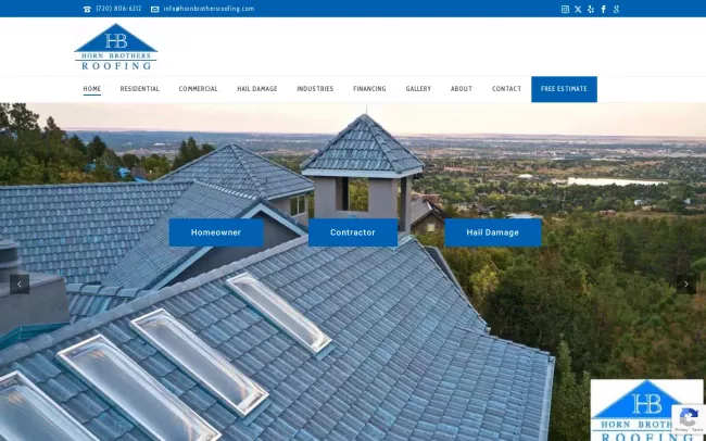 Screenshot of the Horn Brothers Roofing Website