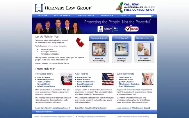 Screenshot of the Hornsby Law Group Website