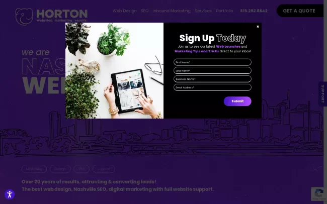Screenshot of the Horton Group Website