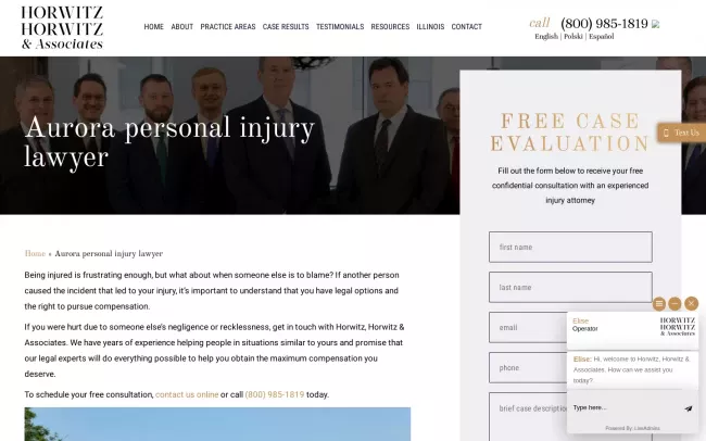 Screenshot of the Horwitz, Horwitz and Associates, Ltd. - Aurora Office Website