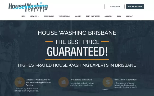 Screenshot of the House Washing Experts™ Website
