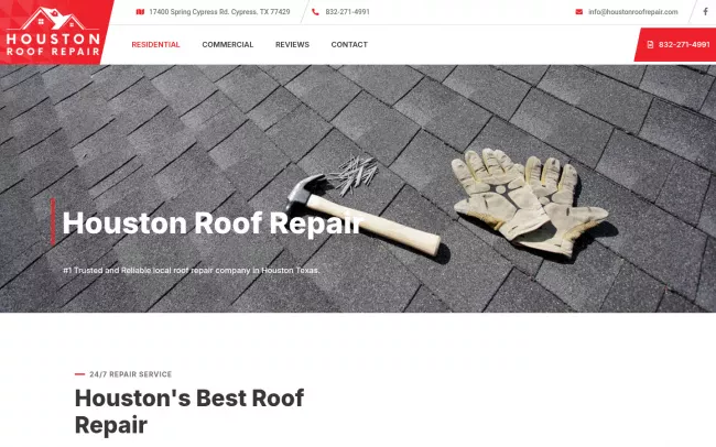 Screenshot of the Houston Roof Repair Website