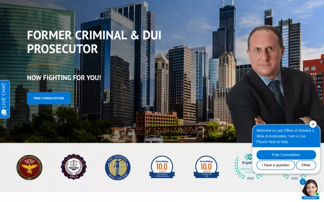 Screenshot of the Law Offices of Howard J. Wise & Associates Website