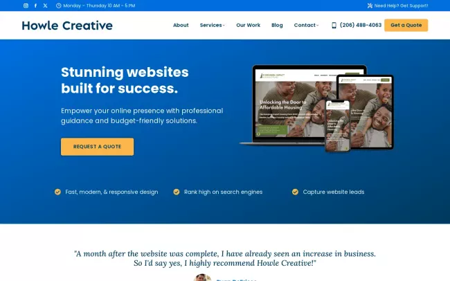 Screenshot of the Howle Creative Website Designers Website