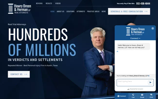 Screenshot of the Howry, Breen & Herman, LLP Website