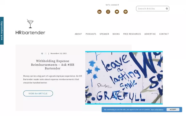 Screenshot of the HR Bartender Blog