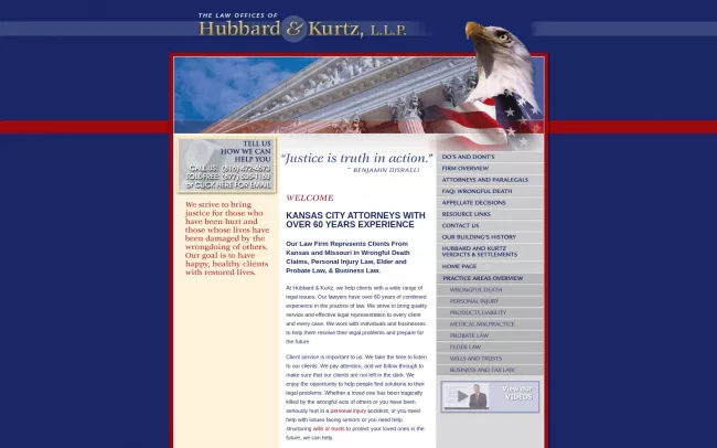 Screenshot of the Hubbard & Kurtz LLP Website