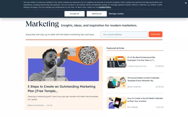 Screenshot of the The HubSpot Marketing Blog