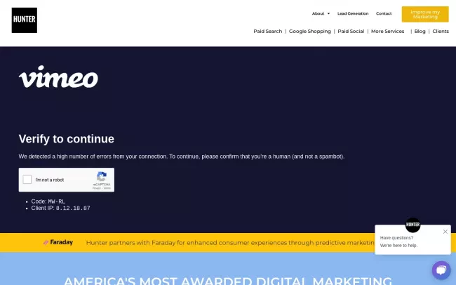 Screenshot of the Hunter Digital Marketing Agency Website