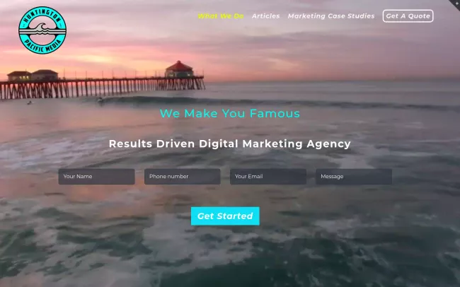 Screenshot of the Huntington Pacific Media Website