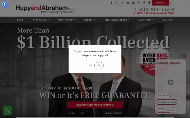 Screenshot of the Hupy and Abraham, S.C. Website