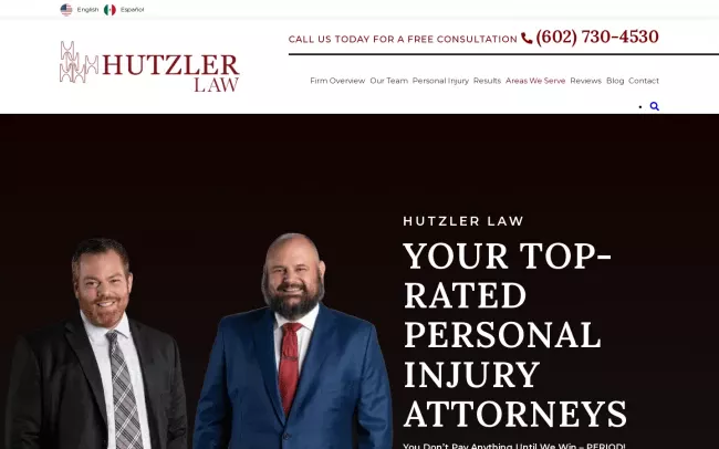 Screenshot of the Hutzler Law, PLLC Website