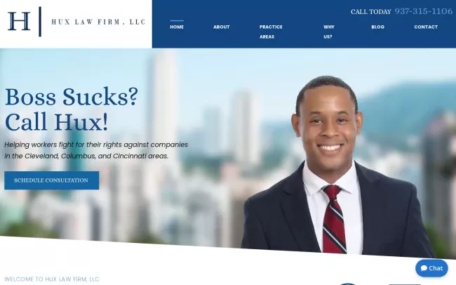 Screenshot of the Hux Law Firm, LLC Website
