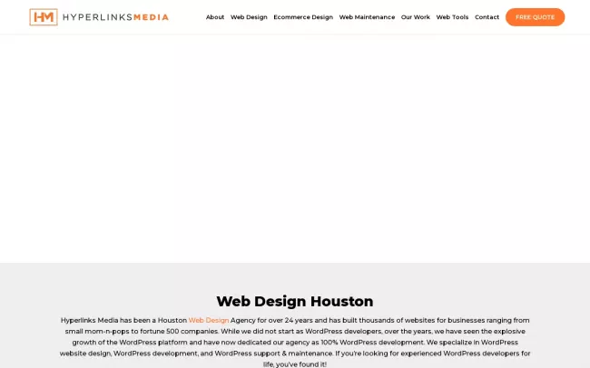 Screenshot of the Hyperlinks Media Website