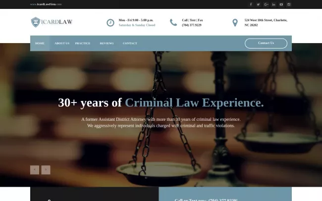 Screenshot of the Icard Bradford F Website