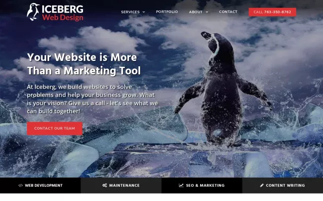Screenshot of the Iceberg Web Design Website