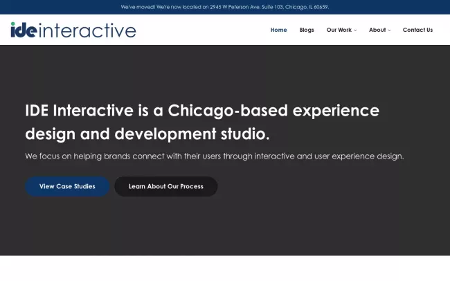Screenshot of the IDE Interactive - Chicago Experience Design Studio Website