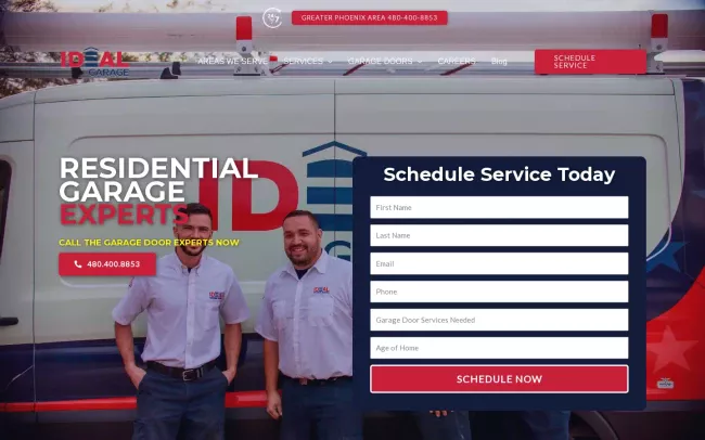 Screenshot of the A1 Garage Door Service Website