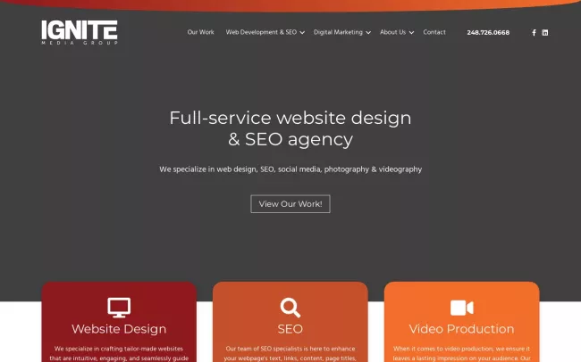 Screenshot of the IGNITE Media Group Website
