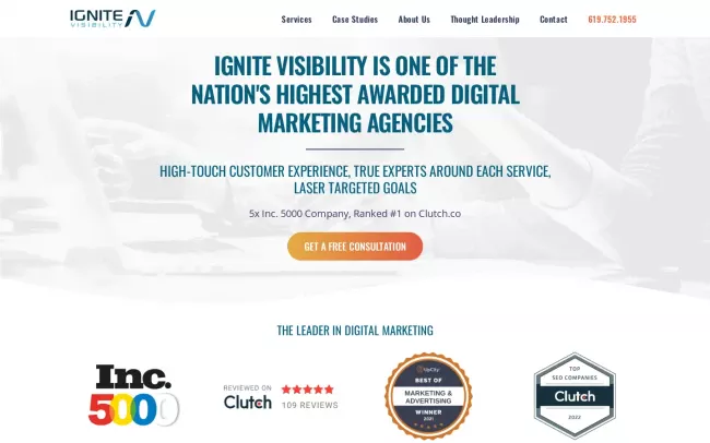 Screenshot of the Ignite Visibility Website