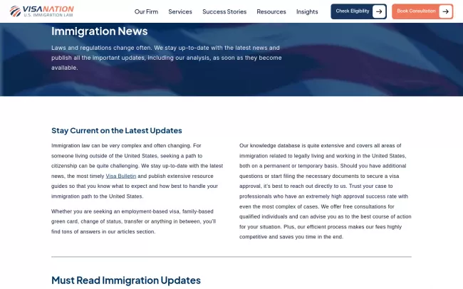 Screenshot of the VisaNation Blog