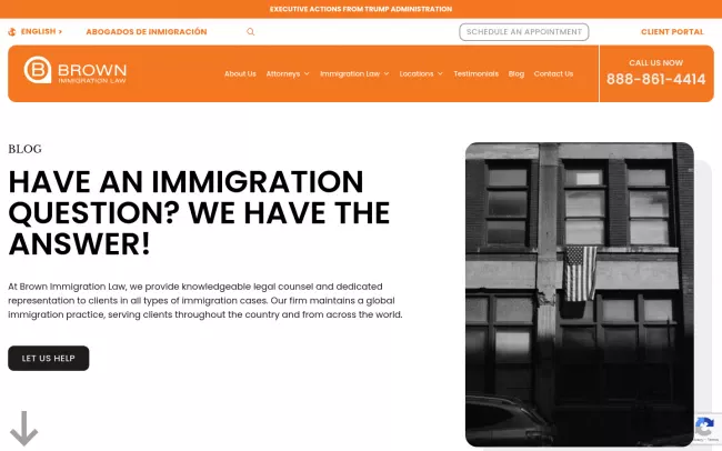 Screenshot of the Brown Immigration Legal Blog