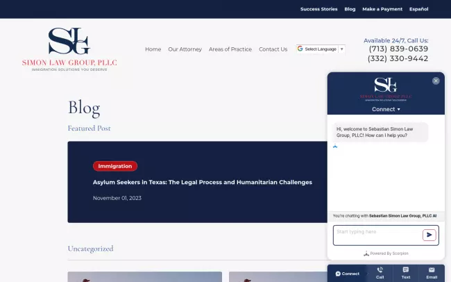 Screenshot of the Sebastian Simon Law Group, PLLC Blog