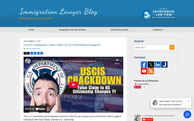 Screenshot of the Jacob J. Sapochnick Blog