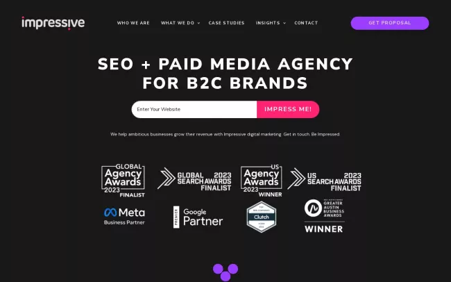Screenshot of the Impressive Digital Agency Website