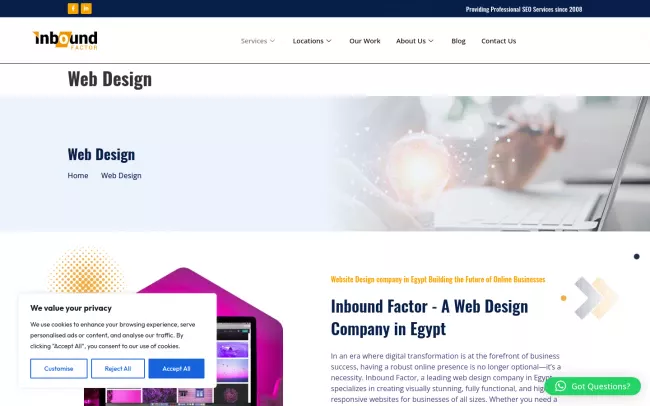 Screenshot of the Inbound Factor Website