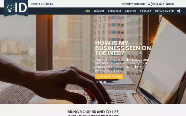 Screenshot of the Incite Digital Website