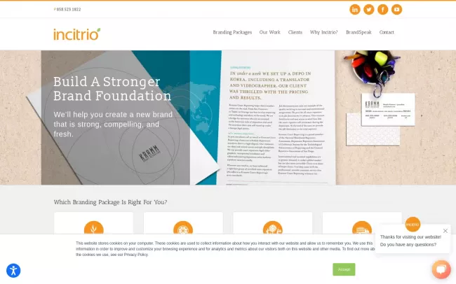 Screenshot of the INCITRIO, LLC | a branding & marketing agency Website