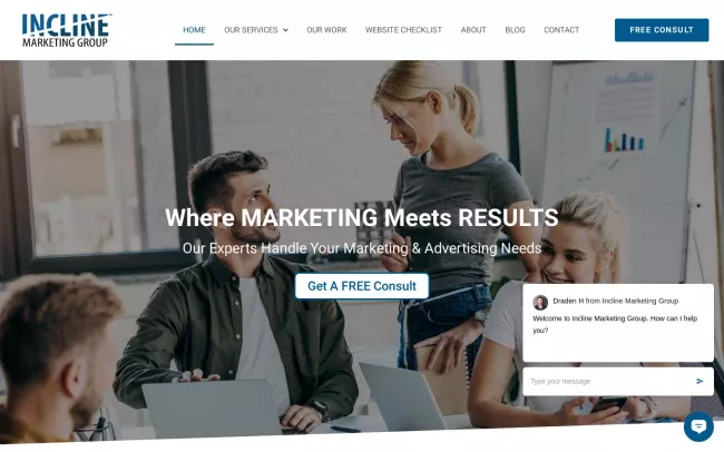 Screenshot of the Incline Marketing Group Website