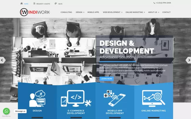 Screenshot of the IndiWork Website