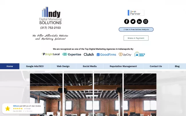 Screenshot of the Indy Digital Marketing Solutions Website