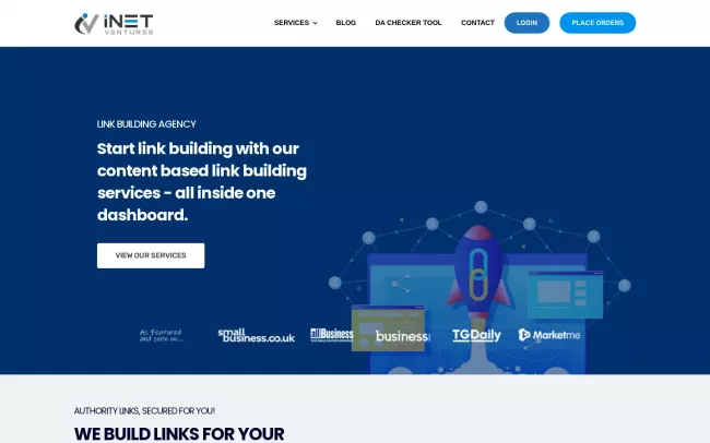 Screenshot of the iNet Ventures Website