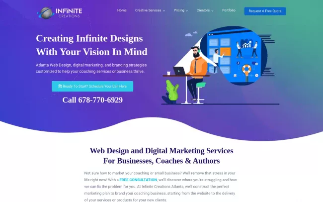 Screenshot of the Infinite Creations Atlanta Website