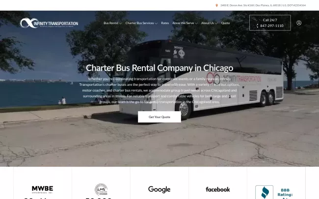 Screenshot of the Infinity Transportation Management Website