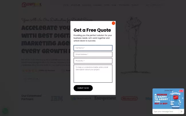 Screenshot of the Infinix Designs Website
